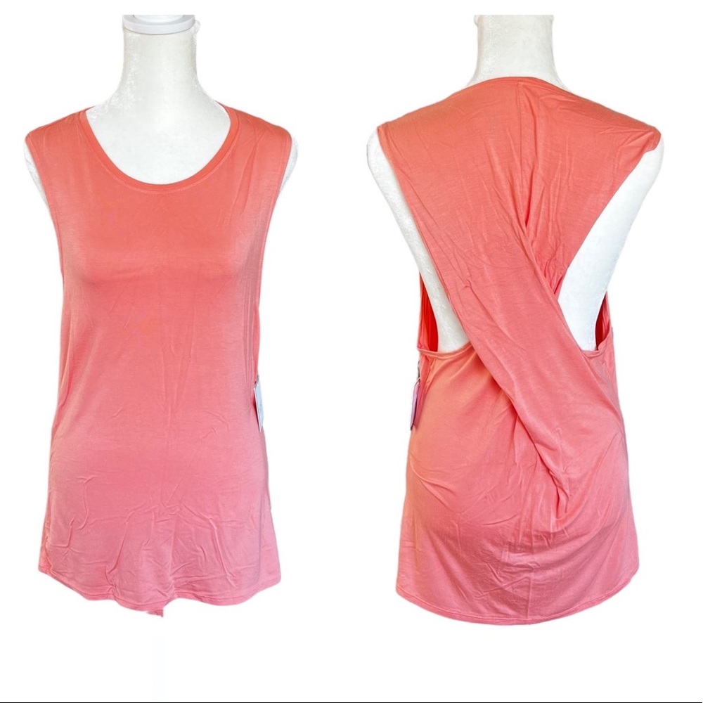 NWT Laundry by Shelli Segal Sleeveless Twist Back Tank Top in Coral Women’s Sz M